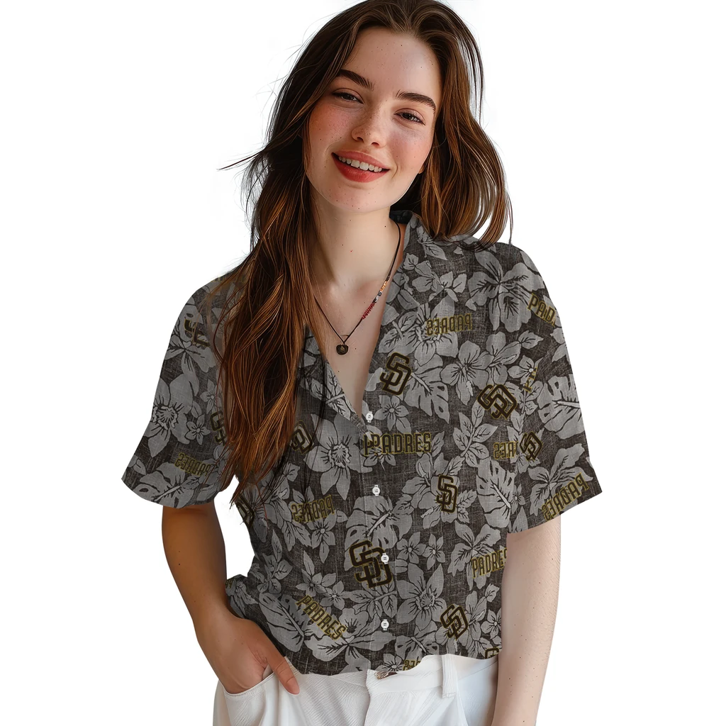 San Diego Padres Hawaiian Shirt - Hibiscus Oasis san diego padres hibiscus oasis brown hawaiian shirts latest model