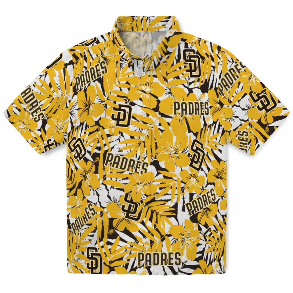 San Diego Padres Hawaiian Shirt - Hibiscus Overlay san diego padres hibiscus overlay hawaiian shirts best selling