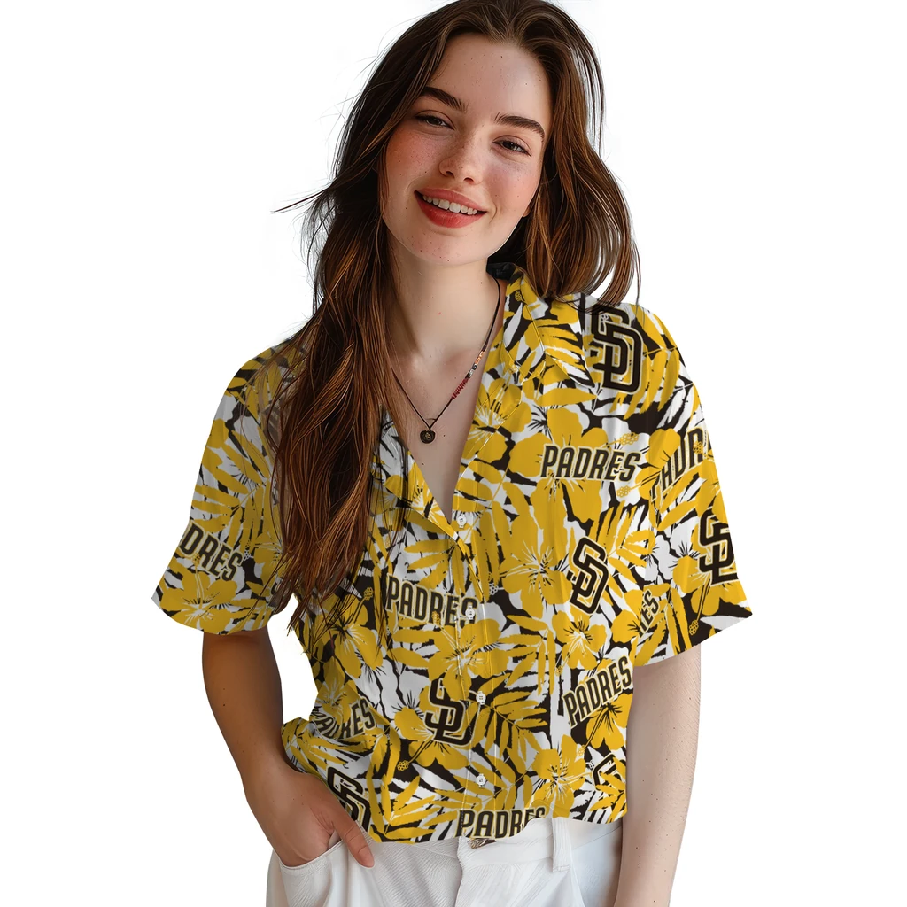 San Diego Padres Hawaiian Shirt - Hibiscus Overlay san diego padres hibiscus overlay hawaiian shirts latest model