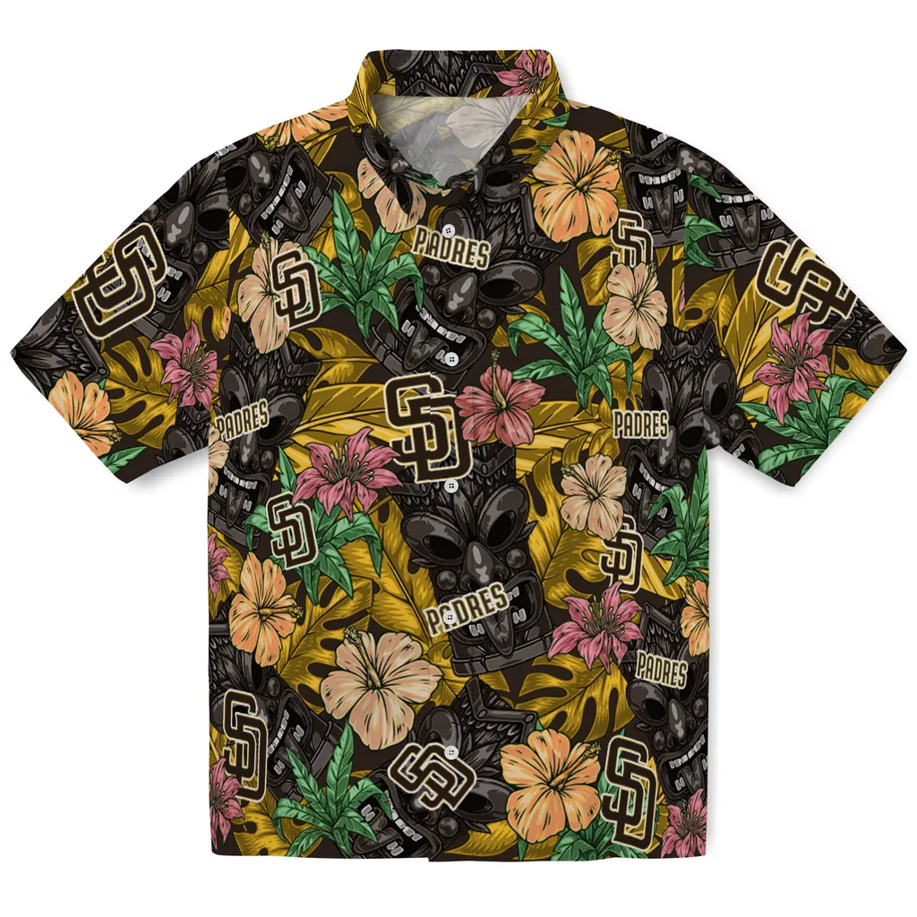 San Diego Padres Hawaiian Shirt - Hibiscus Tiki Jungle san diego padres tiki jungle brown hawaiian shirts best selling