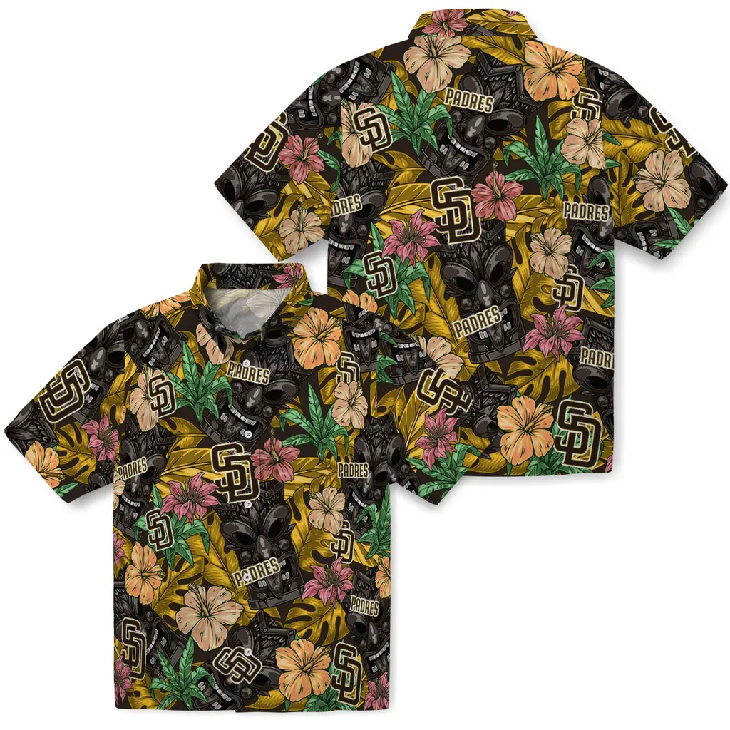 San Diego Padres Hawaiian Shirt - Hibiscus Tiki Jungle san diego padres tiki jungle brown hawaiian shirts high quality