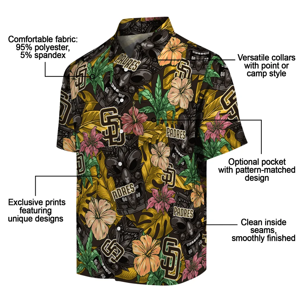 San Diego Padres Hawaiian Shirt - Hibiscus Tiki Jungle san diego padres tiki jungle brown hawaiian shirts new arrival