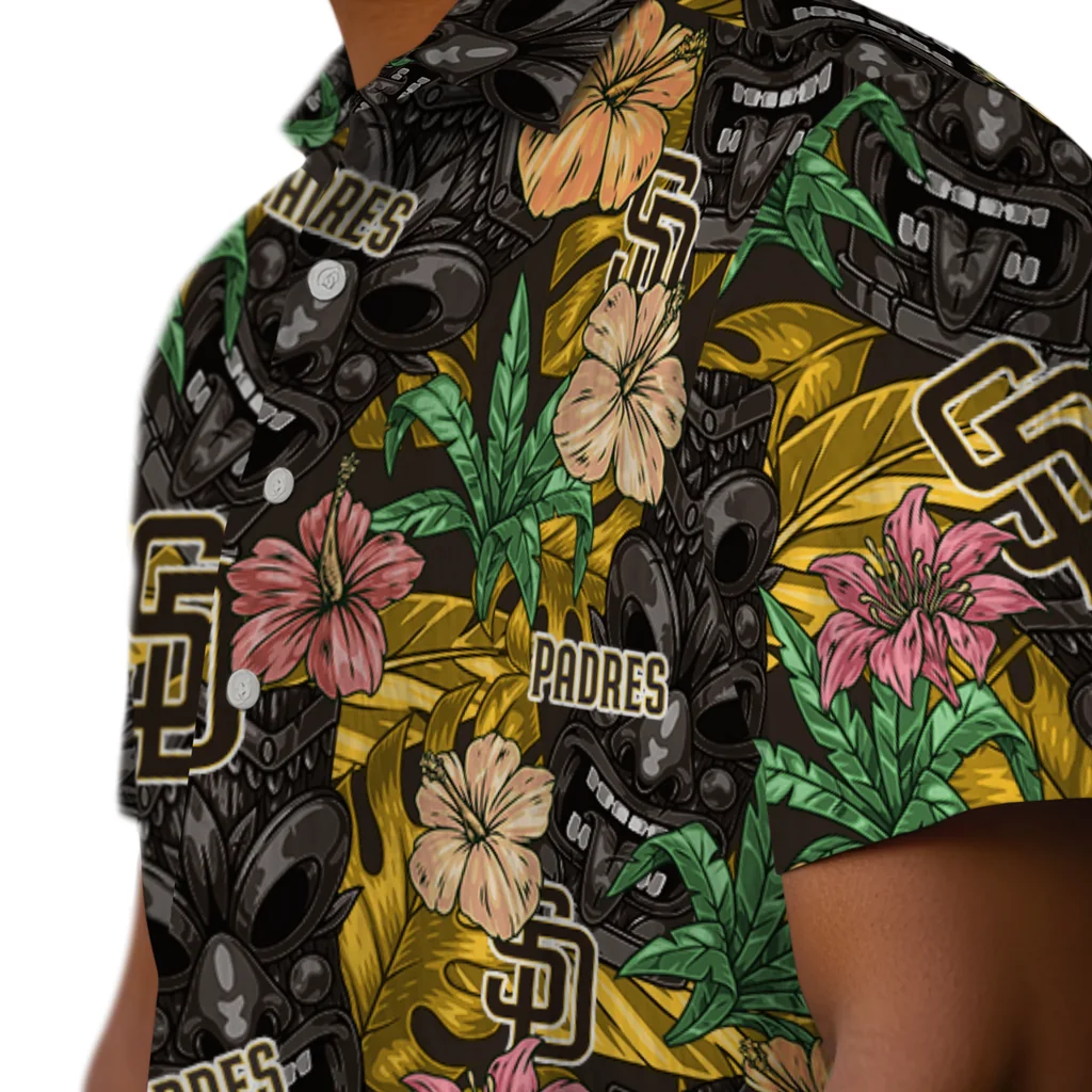 San Diego Padres Hawaiian Shirt - Hibiscus Tiki Jungle san diego padres tiki jungle brown hawaiian shirts trendy