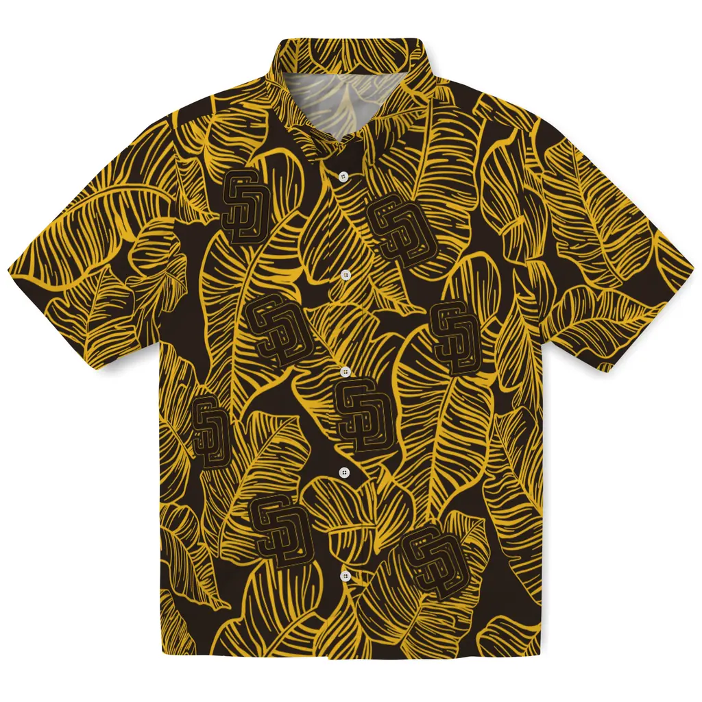 San Diego Padres Hawaiian Shirt - Leaf Outline san diego padres leaf outline brown hawaiian shirts best selling