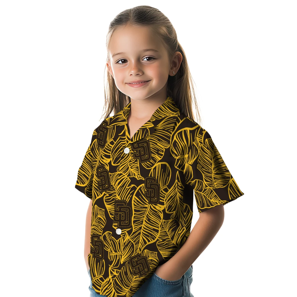 San Diego Padres Hawaiian Shirt - Leaf Outline san diego padres leaf outline brown hawaiian shirts premium grade