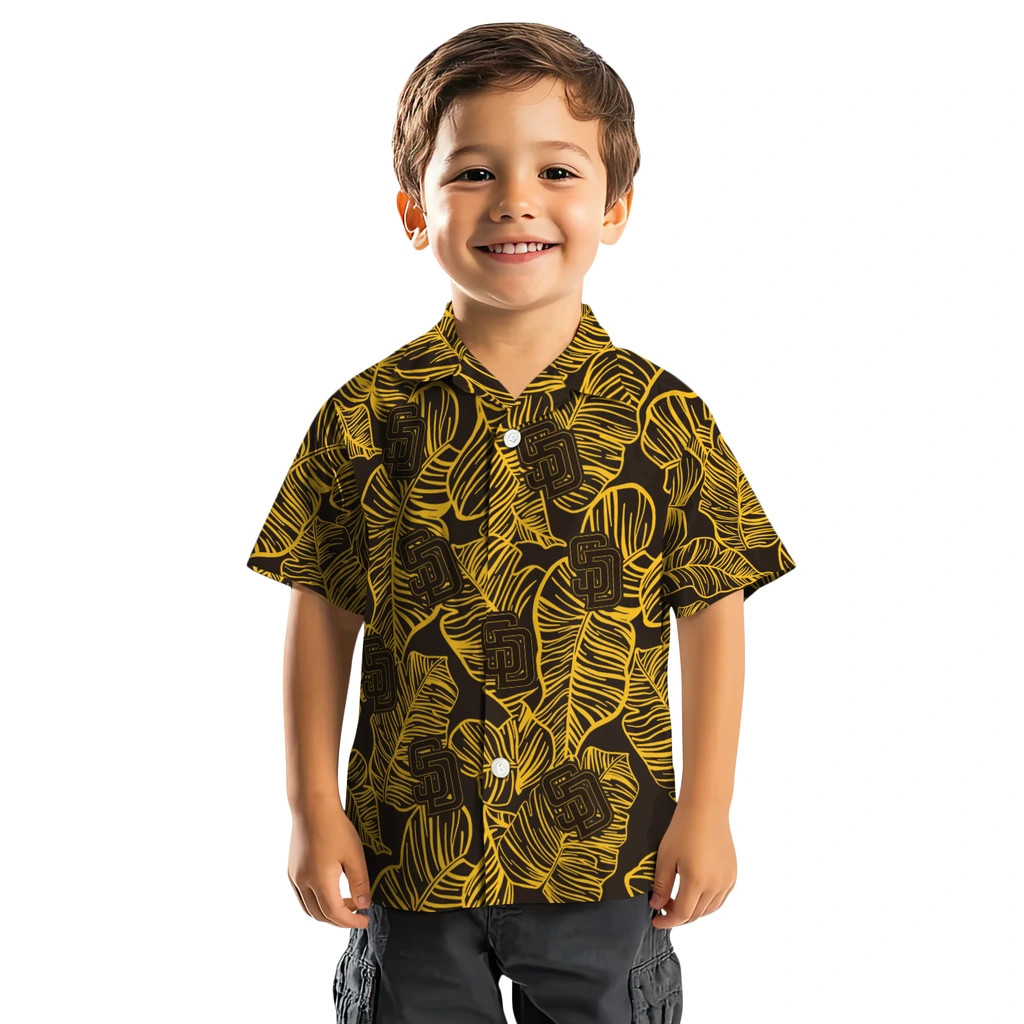 San Diego Padres Hawaiian Shirt - Leaf Outline san diego padres leaf outline brown hawaiian shirts top rated