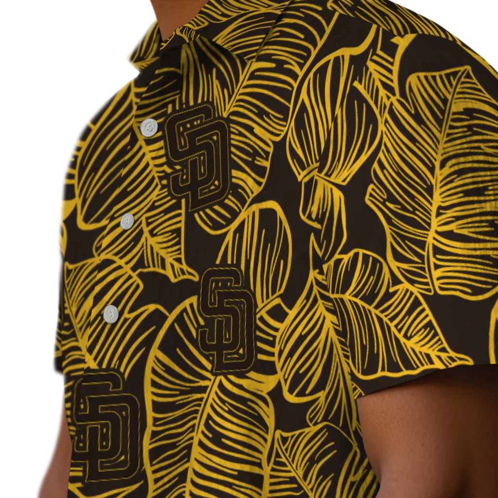 San Diego Padres Hawaiian Shirt - Leaf Outline san diego padres leaf outline brown hawaiian shirts trendy