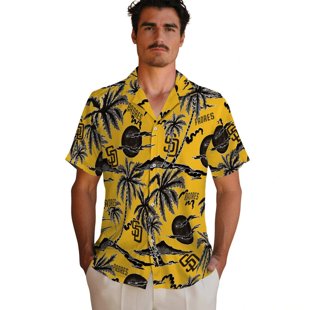 San Diego Padres Hawaiian Shirt - Palm Sunset san diego padres palm sunset hawaiian shirts fashion forward