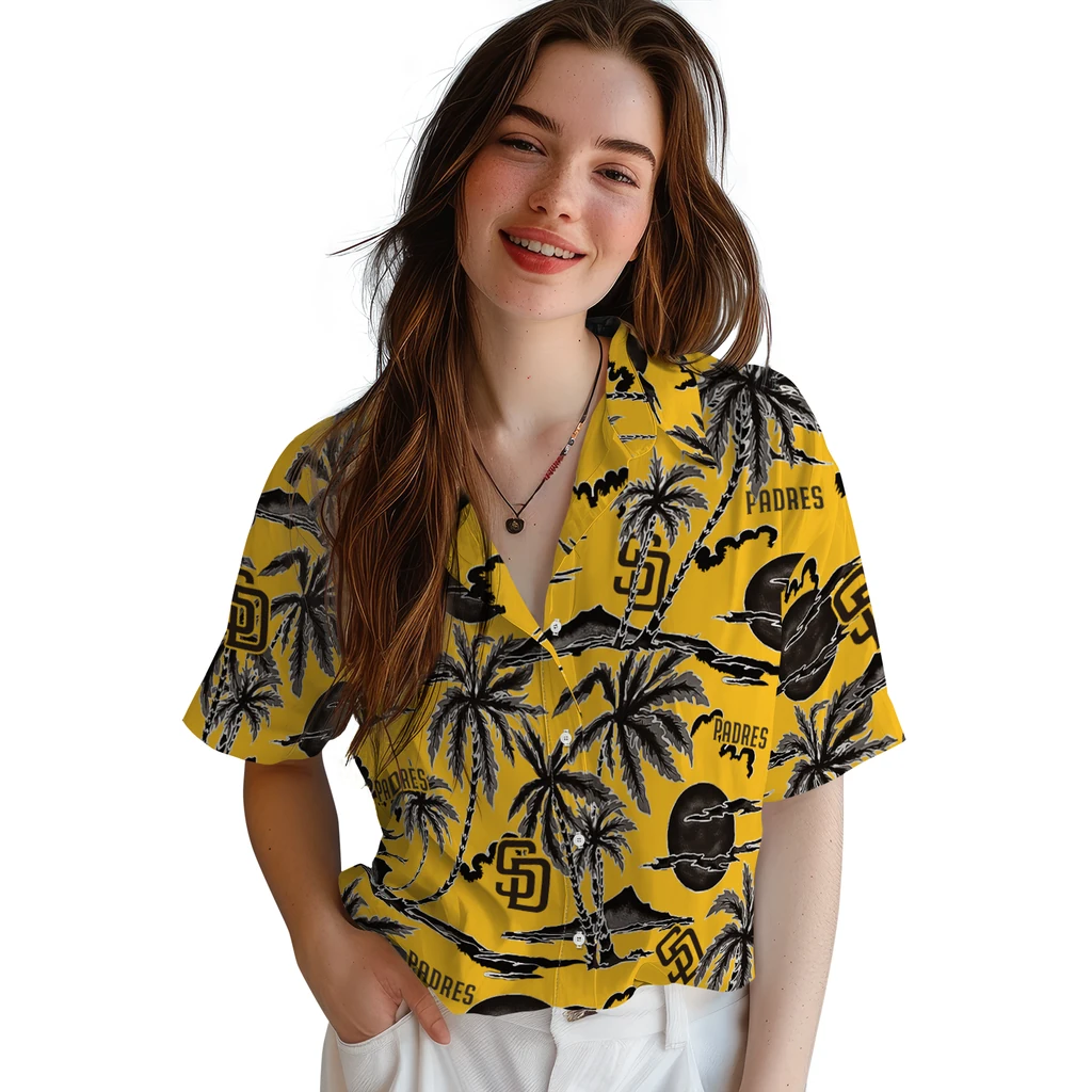 San Diego Padres Hawaiian Shirt - Palm Sunset san diego padres palm sunset hawaiian shirts latest model