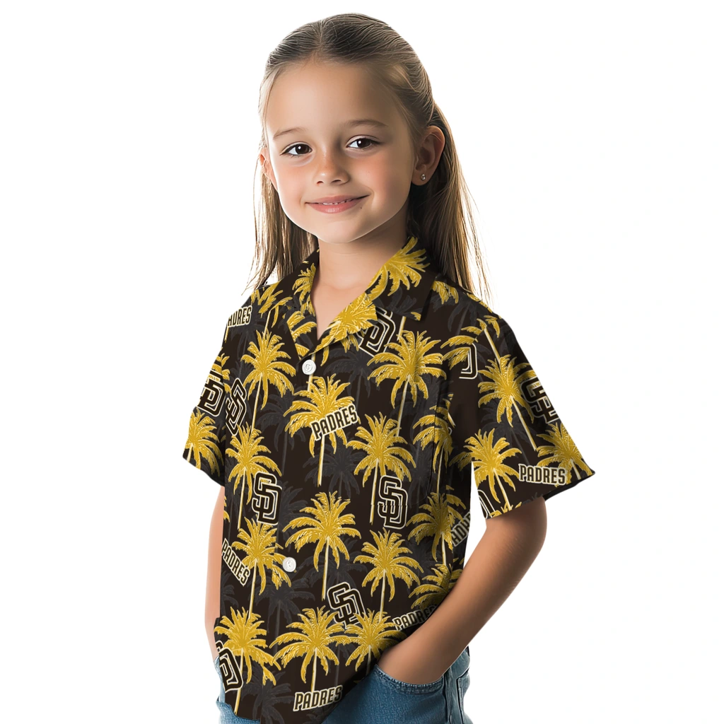 San Diego Padres Hawaiian Shirt - Palm Tree Motif san diego padres palm grove brown hawaiian shirts premium grade