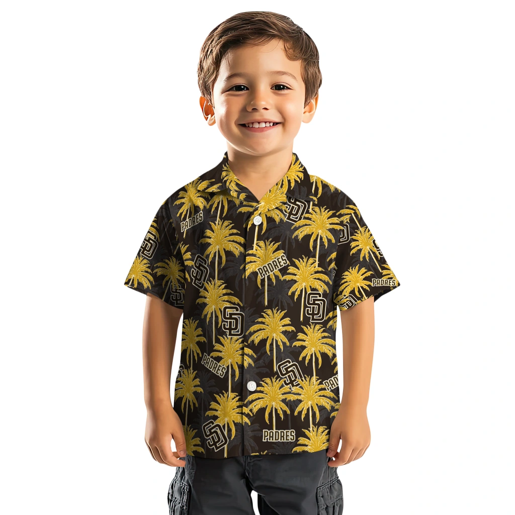 San Diego Padres Hawaiian Shirt - Palm Tree Motif san diego padres palm grove brown hawaiian shirts top rated