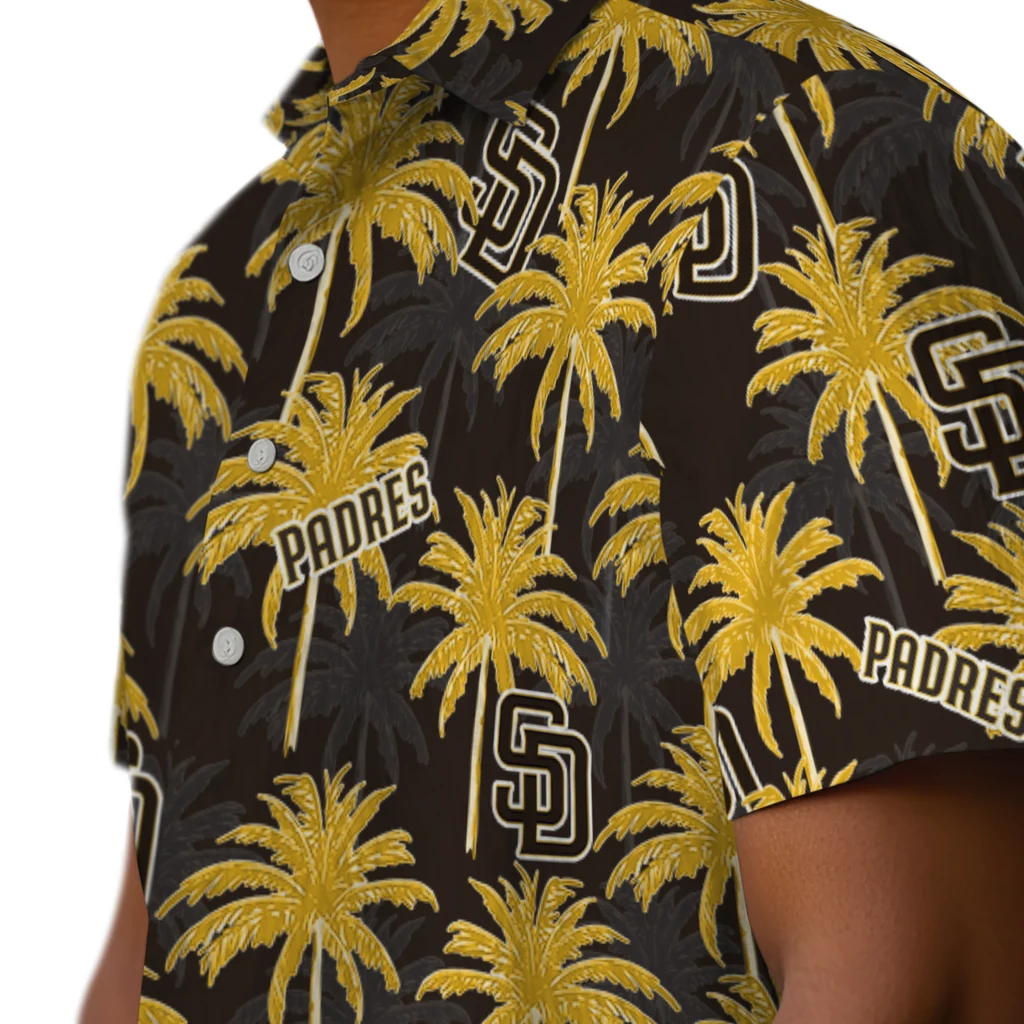 San Diego Padres Hawaiian Shirt - Palm Tree Motif san diego padres palm grove brown hawaiian shirts trendy