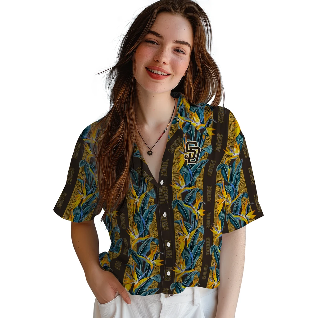 San Diego Padres Hawaiian Shirt - Paradise Vines san diego padres paradise vines brown hawaiian shirts latest model