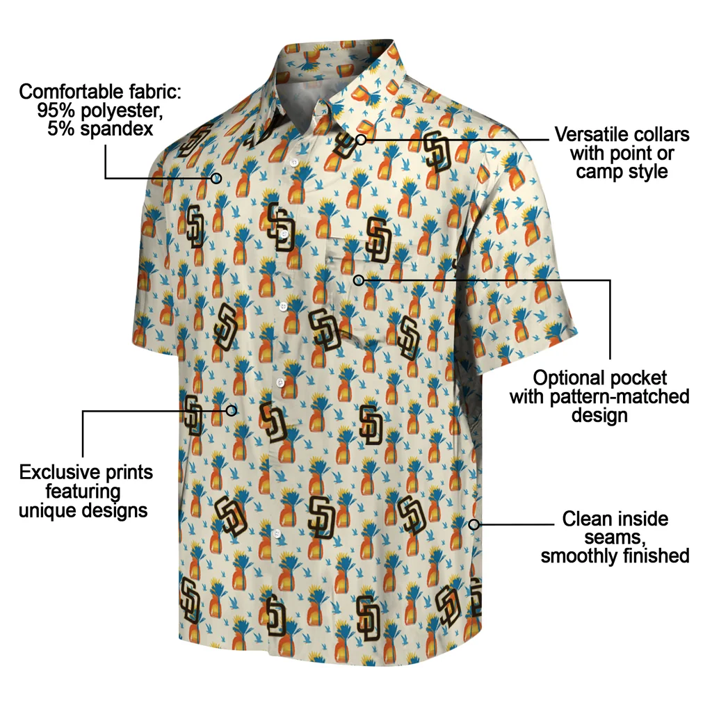 San Diego Padres Hawaiian Shirt - Pineapple Delight san diego padres pineapple delight beige hawaiian shirts new arrival