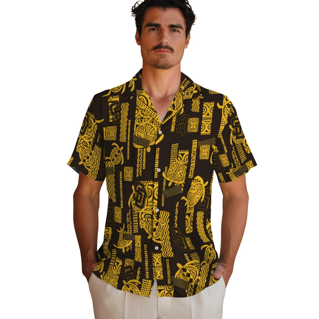 San Diego Padres Hawaiian Shirt - Turtle Lines san diego padres turtle lines brown hawaiian shirts fashion forward