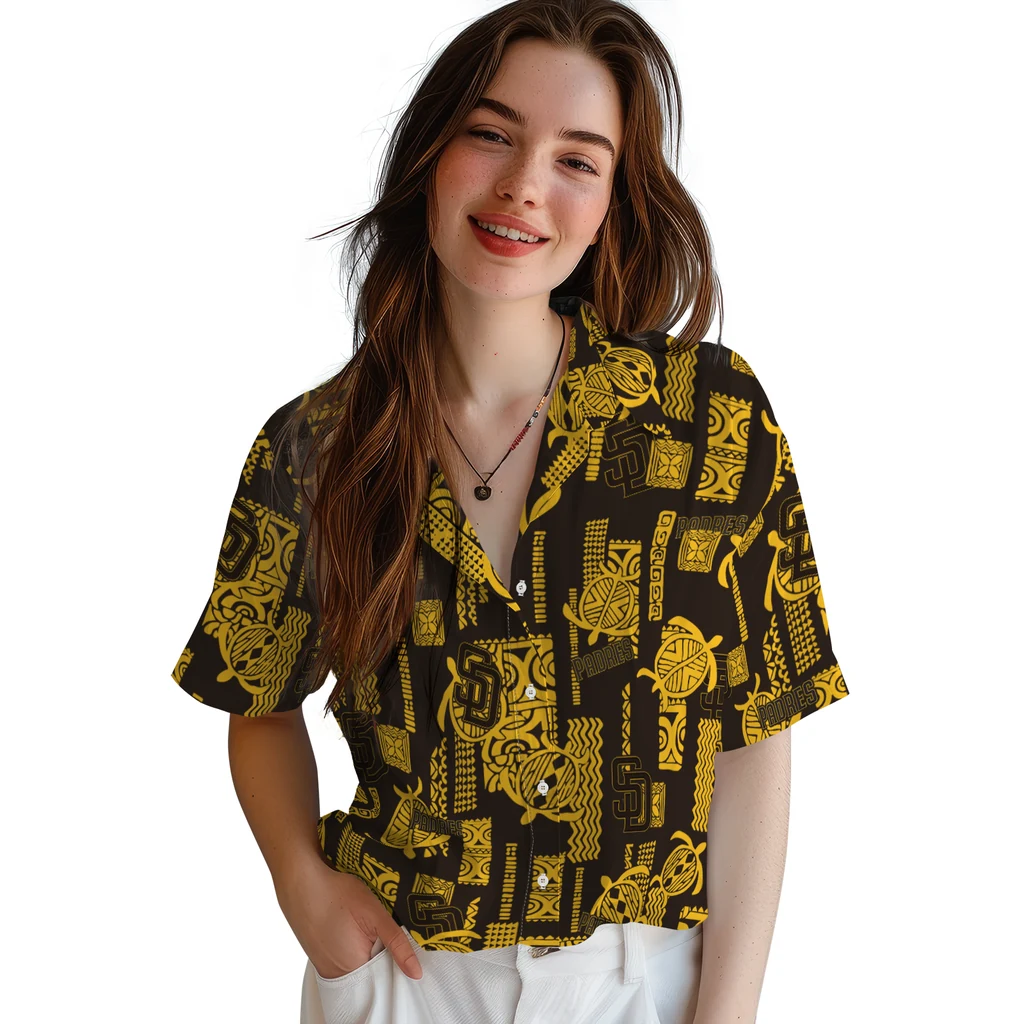 San Diego Padres Hawaiian Shirt - Turtle Lines san diego padres turtle lines brown hawaiian shirts latest model