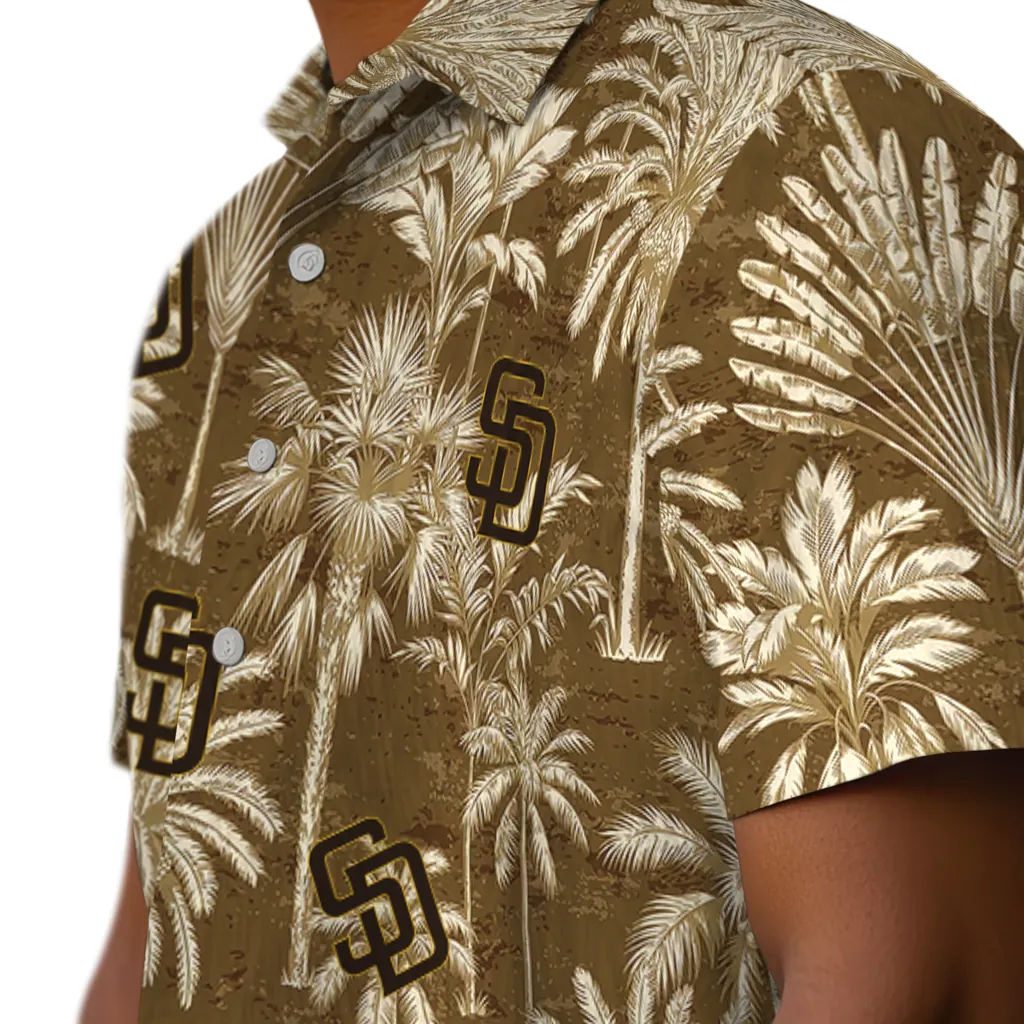 San Diego Padres Hawaiian Shirt - Vintage Palm Tree san diego padres palm shadows brown hawaiian shirts trendy