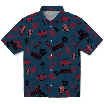 san diego state aztecs beach vibe navy hawaiian shirts best selling