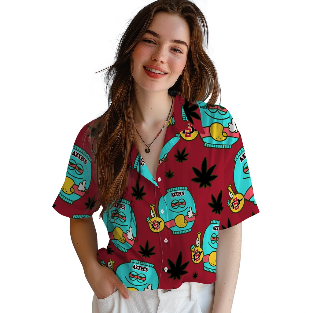 San Diego State Aztecs Hawaiian Shirt - Chill Vibe san diego state aztecs bong smile red hawaiian shirts latest model