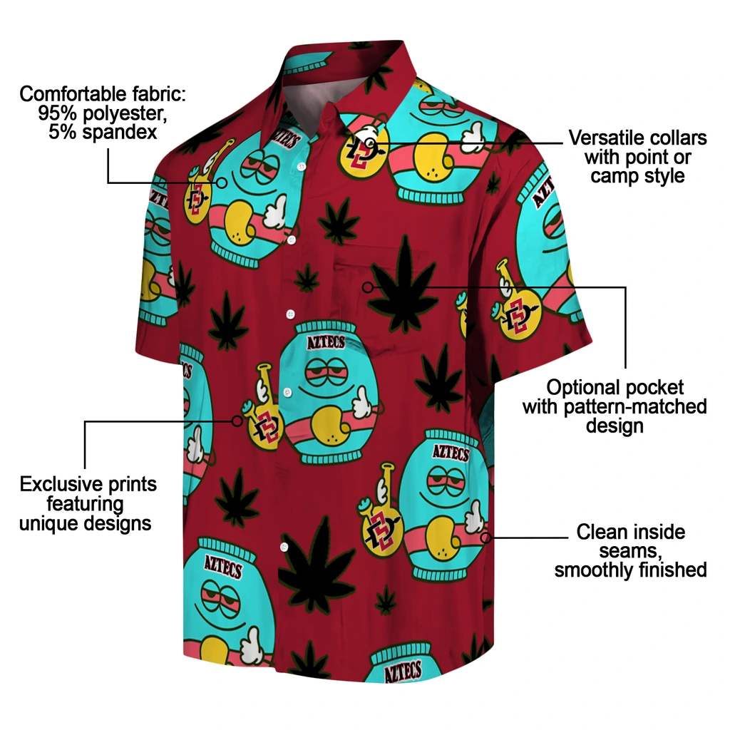 San Diego State Aztecs Hawaiian Shirt - Chill Vibe san diego state aztecs bong smile red hawaiian shirts new arrival