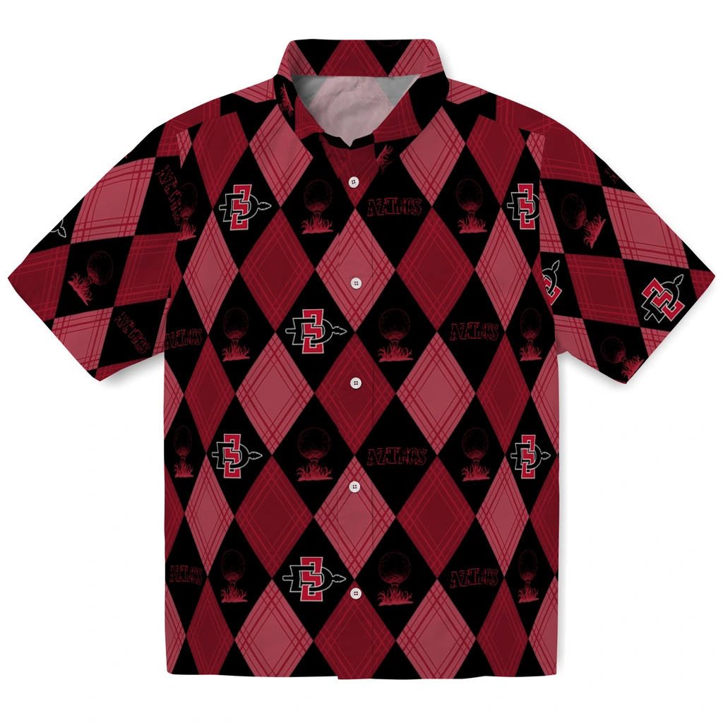 San Diego State Aztecs Hawaiian Shirt - Golfing Plaid san diego state aztecs balloon plaid red hawaiian shirts best selling