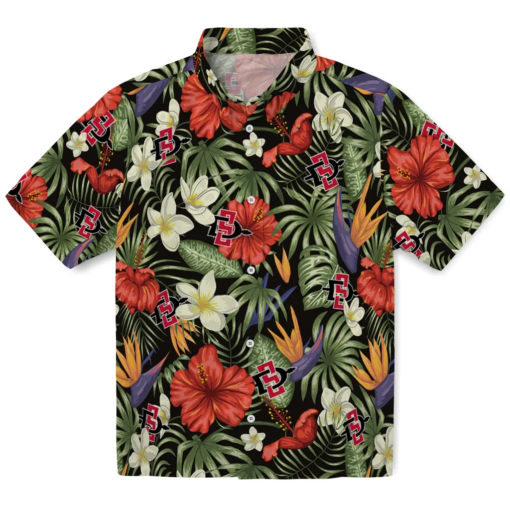 San Diego State Aztecs Hawaiian Shirt - Hawaii Floral Hibiscus san diego state aztecs hibiscus bird hawaiian shirts best selling