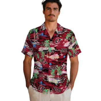 san diego state aztecs flamingo retreat red hawaiian shirts fashion forward