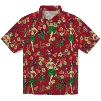 san diego state aztecs hawaiian girls design red hawaiian shirts best selling