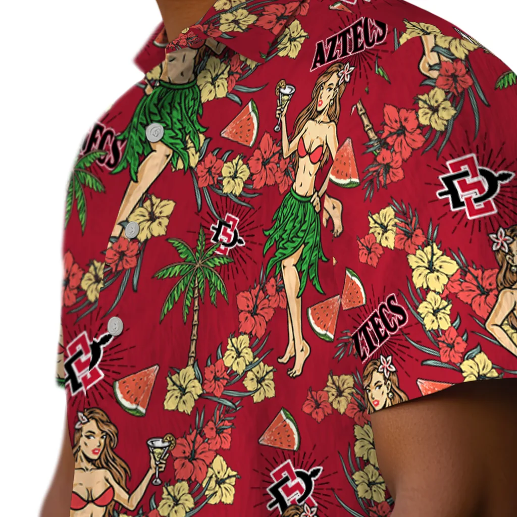 San Diego State Aztecs Hawaiian Shirt - Hawaiian Girls Design san diego state aztecs hawaiian girls design red hawaiian shirts trendy