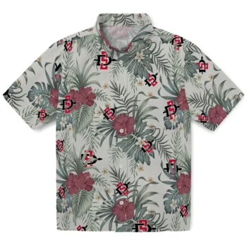 san diego state aztecs hibiscus designs beige hawaiian shirts best selling