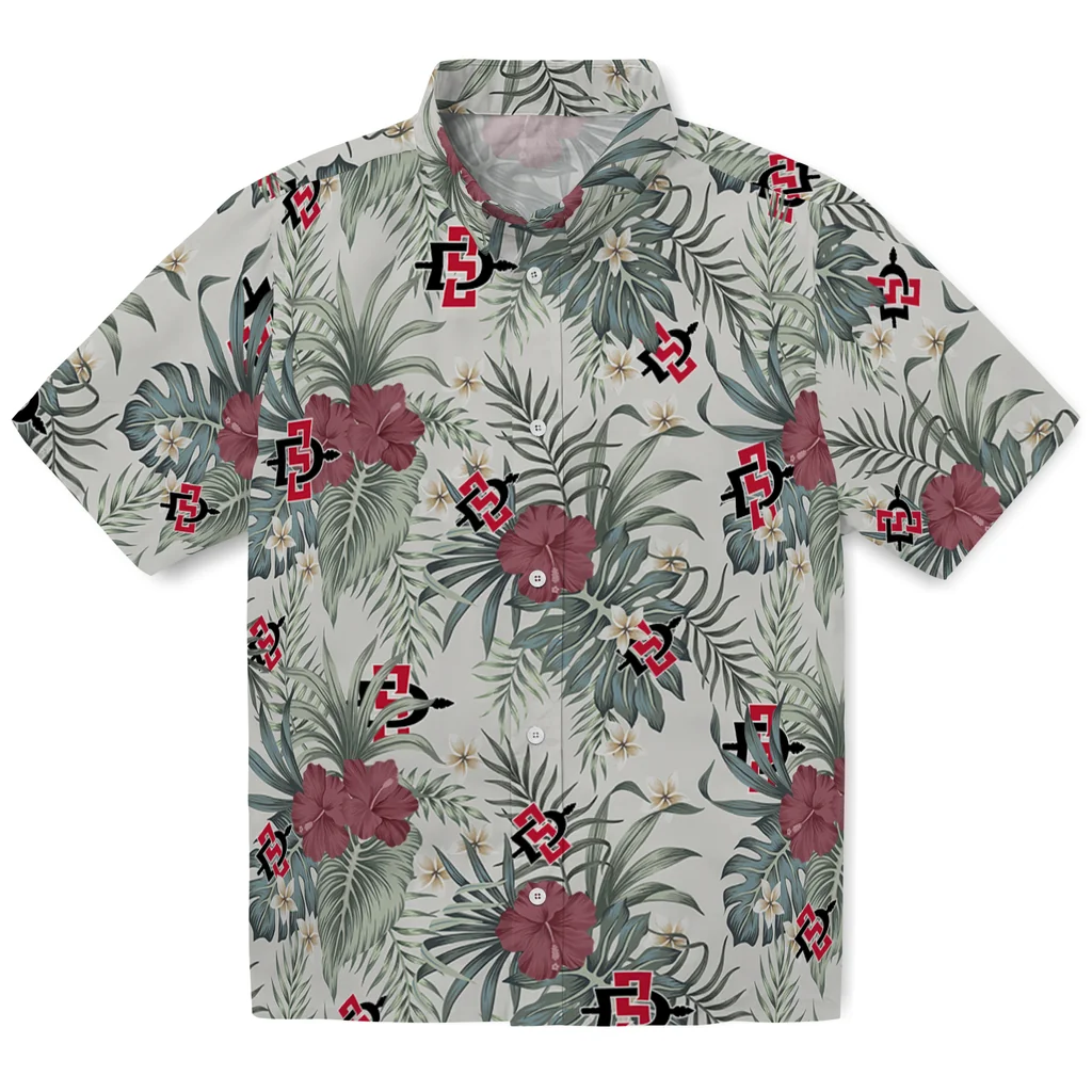San Diego State Aztecs Hawaiian Shirt - Hibiscus Designs san diego state aztecs hibiscus designs beige hawaiian shirts best selling