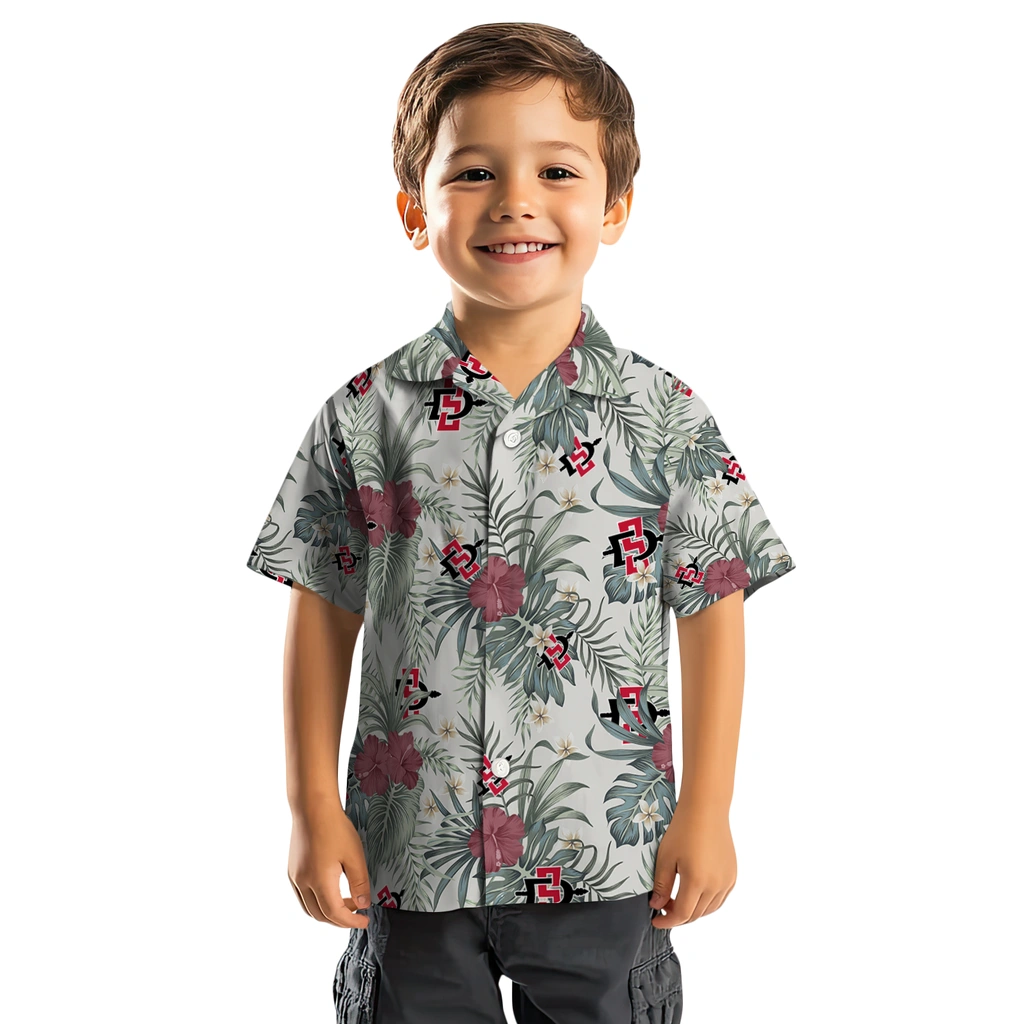 San Diego State Aztecs Hawaiian Shirt - Hibiscus Designs san diego state aztecs hibiscus designs beige hawaiian shirts top rated