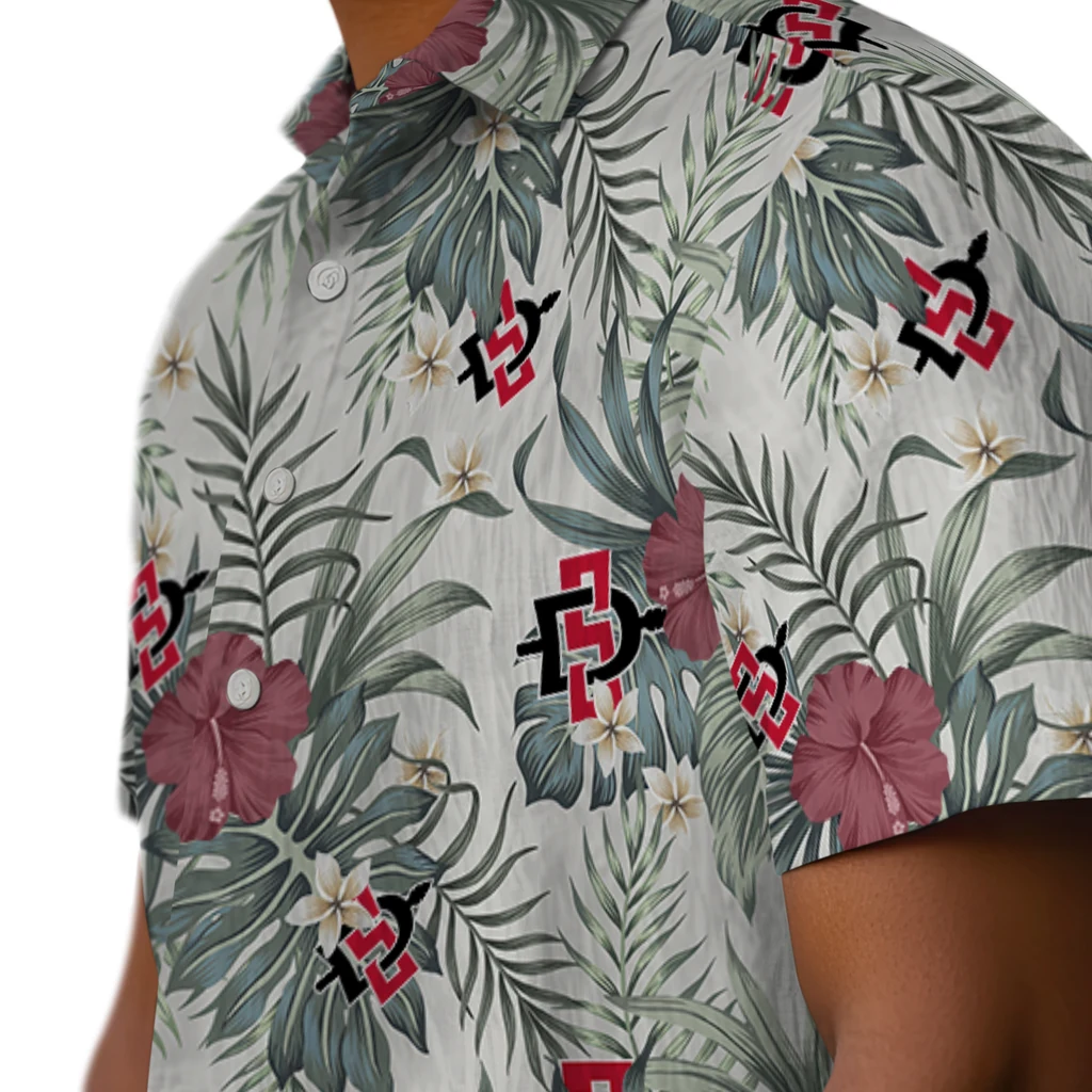 San Diego State Aztecs Hawaiian Shirt - Hibiscus Designs san diego state aztecs hibiscus designs beige hawaiian shirts trendy