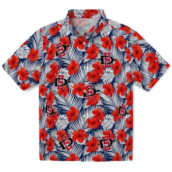 san diego state aztecs hibiscus fiesta red royal blue hawaiian shirts best selling