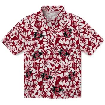 san diego state aztecs hibiscus motif red white hawaiian shirts best selling