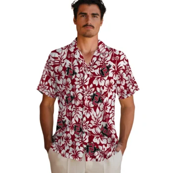 san diego state aztecs hibiscus motif red white hawaiian shirts fashion forward