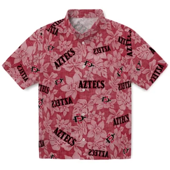 san diego state aztecs hibiscus oasis red hawaiian shirts best selling