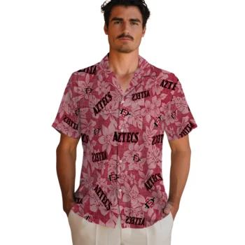 san diego state aztecs hibiscus oasis red hawaiian shirts fashion forward