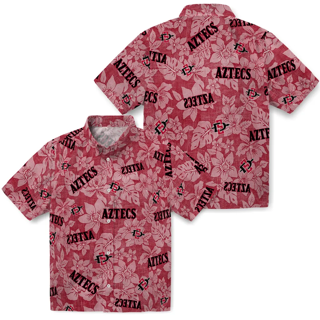 San Diego State Aztecs Hawaiian Shirt - Hibiscus Oasis san diego state aztecs hibiscus oasis red hawaiian shirts high quality
