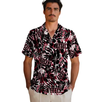 san diego state aztecs hibiscus overlay hawaiian shirts fashion forward