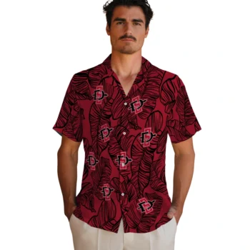 san diego state aztecs leaf outline red hawaiian shirts fashion forward