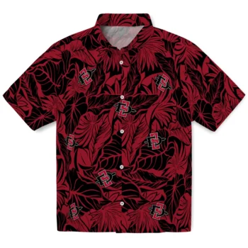 san diego state aztecs monstera layer red hawaiian shirts best selling