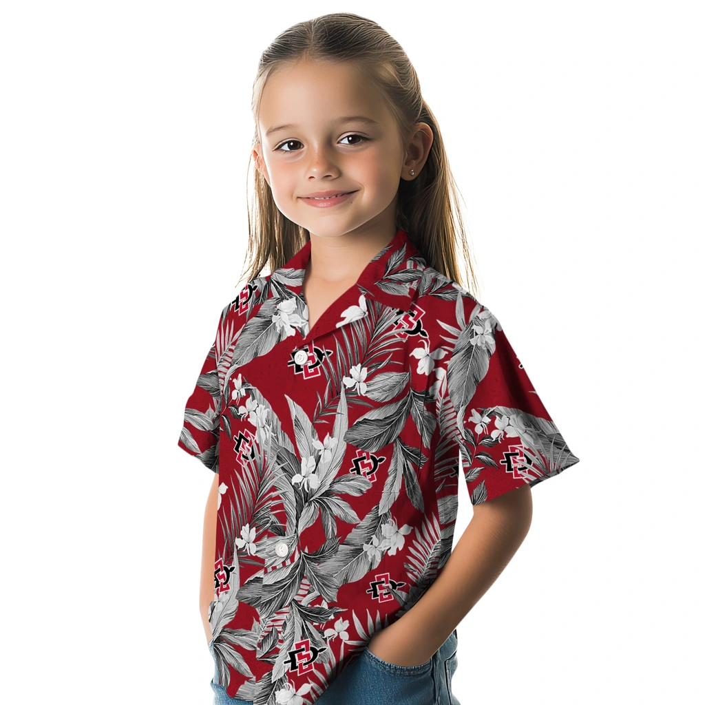 San Diego State Aztecs Hawaiian Shirt - Palm Leaves san diego state aztecs palm leaves red hawaiian shirts premium grade