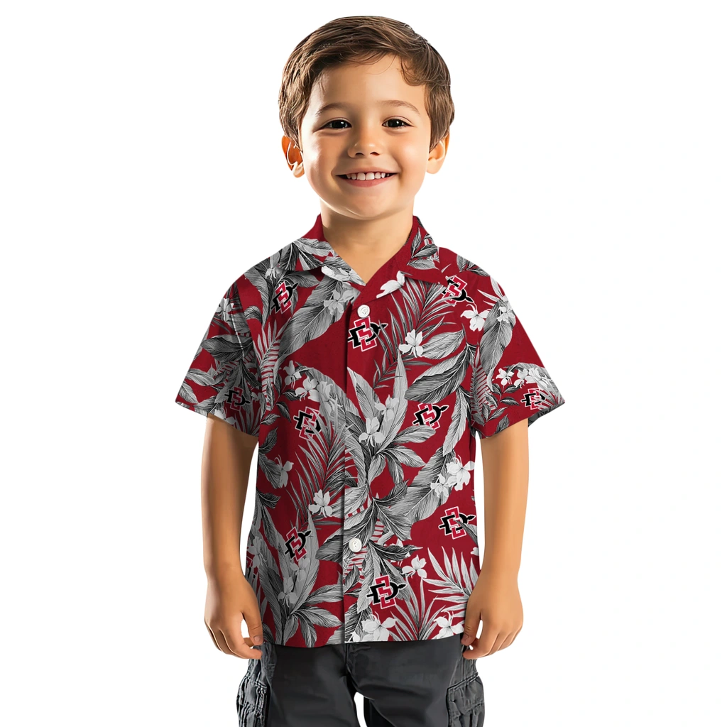San Diego State Aztecs Hawaiian Shirt - Palm Leaves san diego state aztecs palm leaves red hawaiian shirts top rated