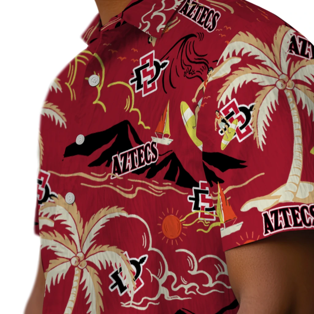 San Diego State Aztecs Hawaiian Shirt - Palm Tree Island san diego state aztecs palm tree island red hawaiian shirts trendy