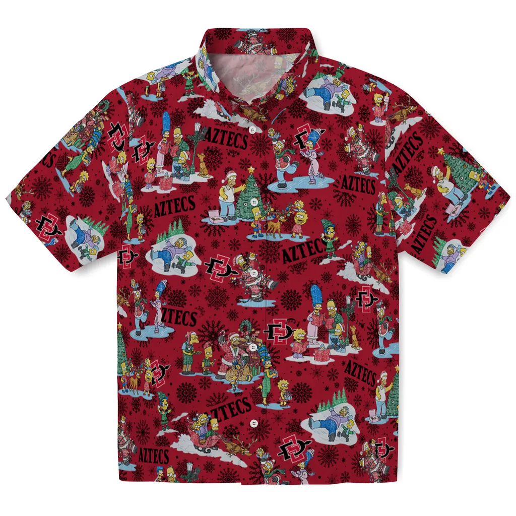 San Diego State Aztecs Hawaiian Shirt - Simpsons Christmas san diego state aztecs simpsons christmas red hawaiian shirts best selling