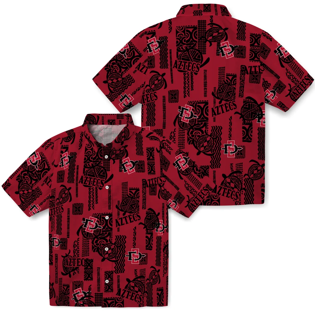 San Diego State Aztecs Hawaiian Shirt - Turtle Lines san diego state aztecs turtle lines red hawaiian shirts high quality
