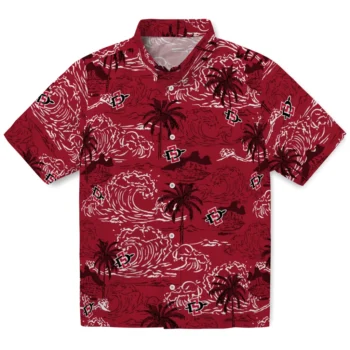 san diego state aztecs wave palm red hawaiian shirts best selling