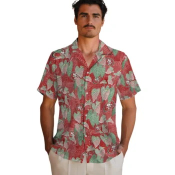 san francisco 49ers anthurium overlay red hawaiian shirts fashion forward