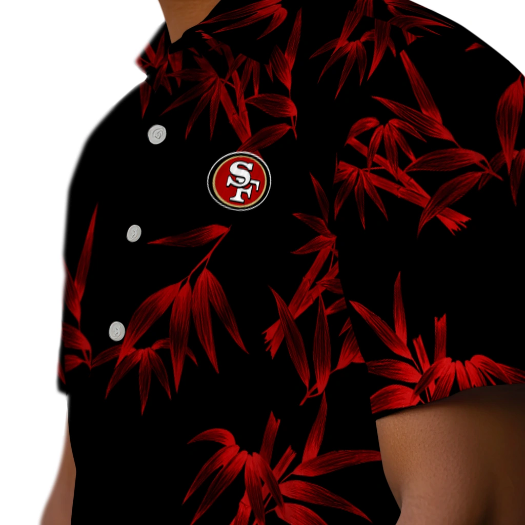 San Francisco 49ers Hawaiian Shirt - Bamboo Branches san francisco 49ers bamboo branches red black hawaiian shirts trendy